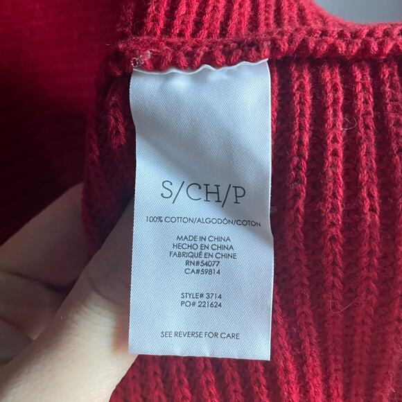 Cabi Red V-Neck Cableknit Sweater size Small Holiday - Picture 7 of 7